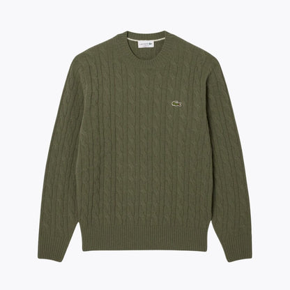 L.C Cable Knit Carded Wool Crew Neck Sweater