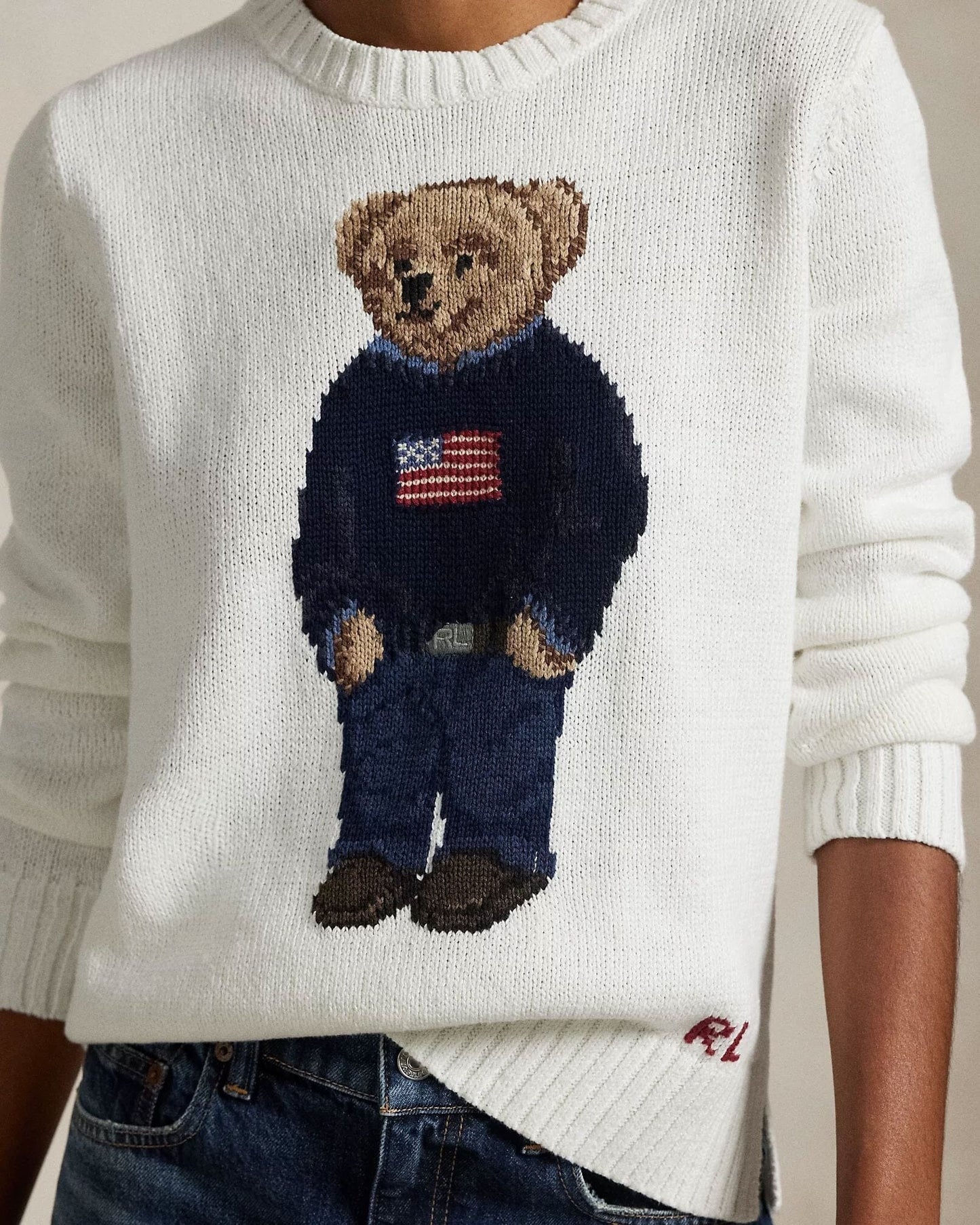 R.L Polo Bear Linen-Cotton Crewneck Sweater