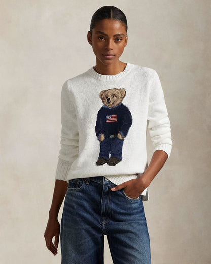 R.L Polo Bear Linen-Cotton Crewneck Sweater