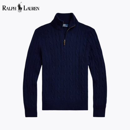 R.L Cable-Knit Cashmere Quarter-Zip Jumper