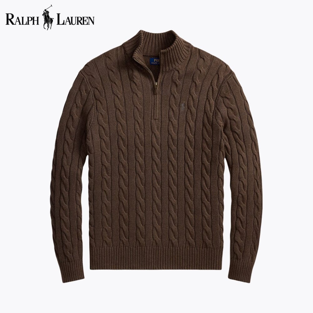 R.L Chunky Cable-Knit Cotton Quarter-Zip Sweater