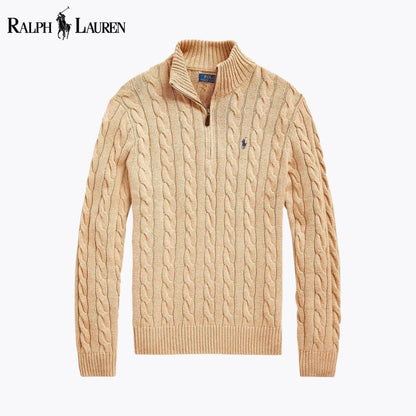 R.L Chunky Cable-Knit Cotton Quarter-Zip Sweater