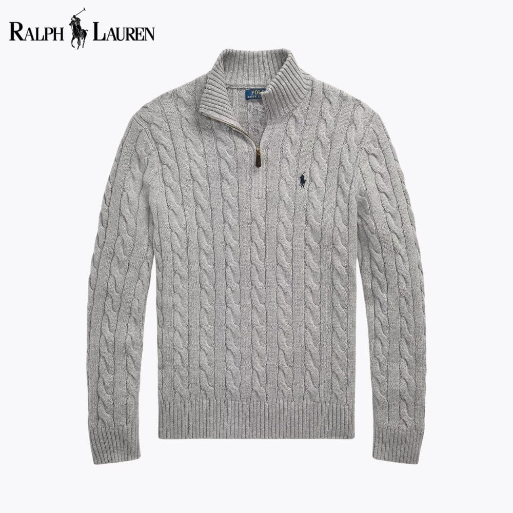 R.L Chunky Cable-Knit Cotton Quarter-Zip Sweater