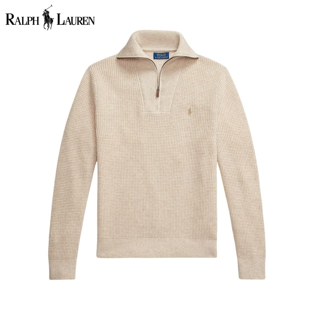 R.L Waffle-Knit Wool-Cotton Quarter-Zip Sweater