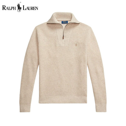 R.L Waffle-Knit Wool-Cotton Quarter-Zip Sweater